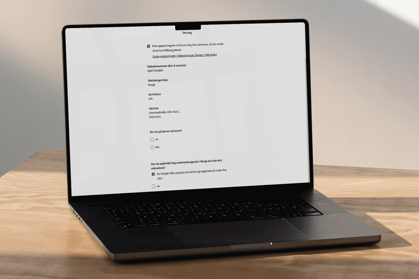 Nav sin skjemaløsning på en laptop