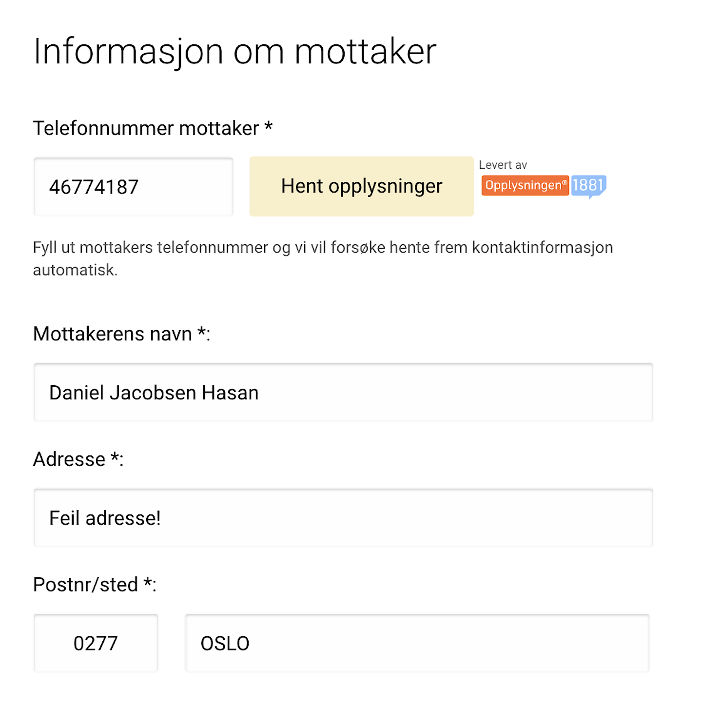 Bilde av innhenting av informasjon om brukeren